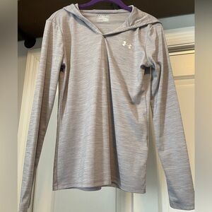 Under Armour. Long sleeve shirt. Size small. Gray with hood